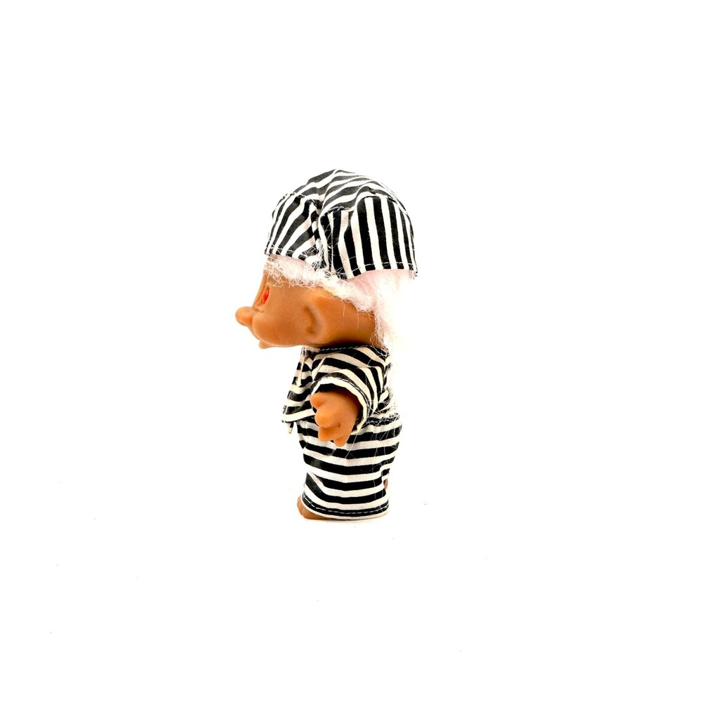 Vintage Troll Doll Prisoner Outfit Number 13 Red Eyes White Hair Collectible Toy - Picture 5 of 7